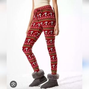 American Eagle Red Festive Christmas Peanuts Snoopy Velvety Leggings Size XXL